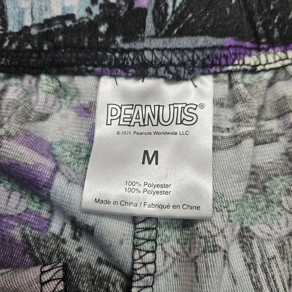 Snoopy‎ Halloween Pajama Pants Black Size Medium Peanuts NO DRAWSTRING